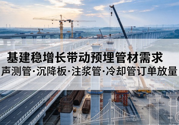 新野基建稳增长带动预埋监测管材需求，声测管、沉降板、注浆管订单持续放量